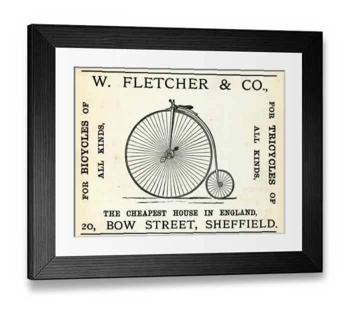 Framed Print : Advert Bicycle W. Fletcher Penny Fathing Framed Print : Advert Bicycle W. Fletcher Penny Fathing