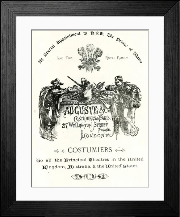 Framed Print : Advertisement, Auguste & Cie Costumiers, London Framed Print : Advertisement, Auguste & Cie Costumiers, London