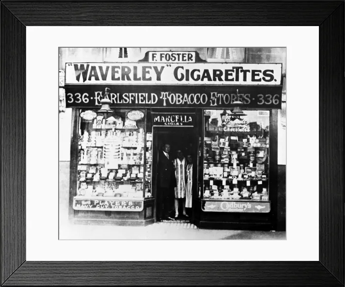 Framed Print : F Foster, Earlsfield Tobacco Stores, Wandsworth, SW London Framed Print : F Foster, Earlsfield Tobacco Stores, Wandsworth, SW London
