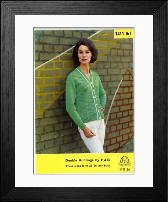 Framed Print : Woman in a chequered design cardigan Framed Print : Woman in a chequered design cardigan
