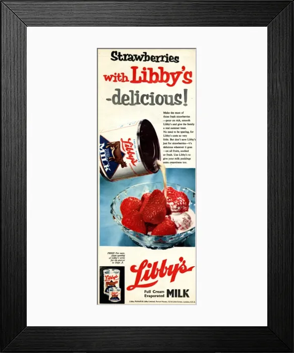 Framed Print : Advertisement, Libbys Full Cream Evaporated Milk Framed Print : Advertisement, Libbys Full Cream Evaporated Milk