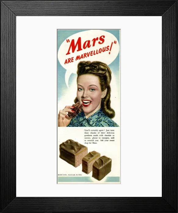 Framed Print : Advertisement, Mars Bar Framed Print : Advertisement, Mars Bar
