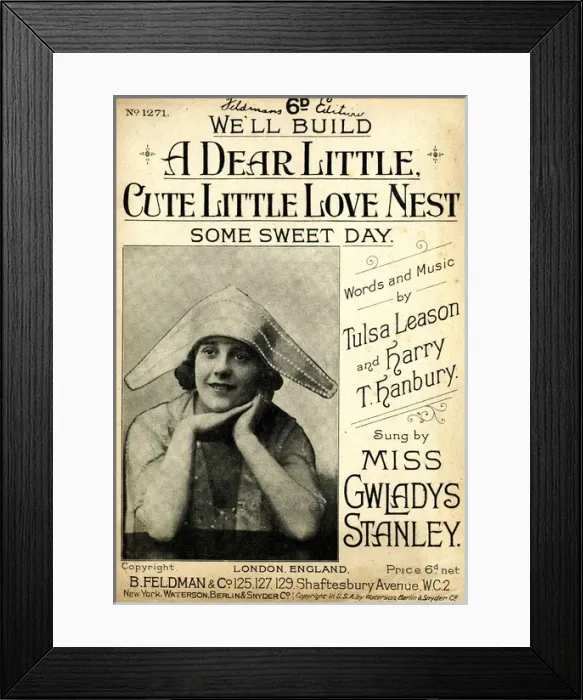 Framed Print : Music cover, A Dear Little Cute Little Love Nest Framed Print : Music cover, A Dear Little Cute Little Love Nest