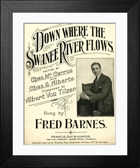 Framed Print : Music cover, Down Where the Swanee River Flows Framed Print : Music cover, Down Where the Swanee River Flows