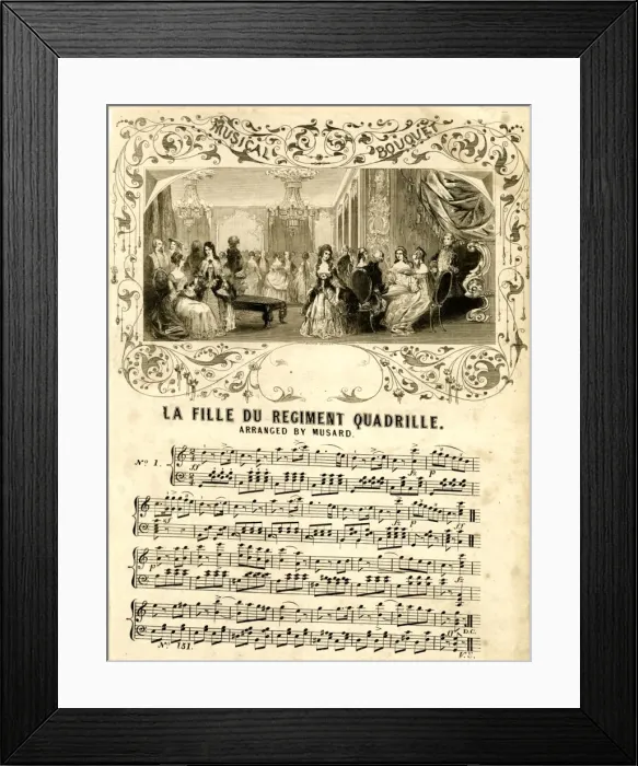 Framed Print : Music sheet, La Fille du Regiment Quadrille Framed Print : Music sheet, La Fille du Regiment Quadrille
