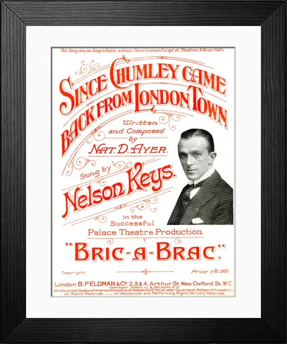 Framed Print : Music cover, Since Chumley Came Back from London Town