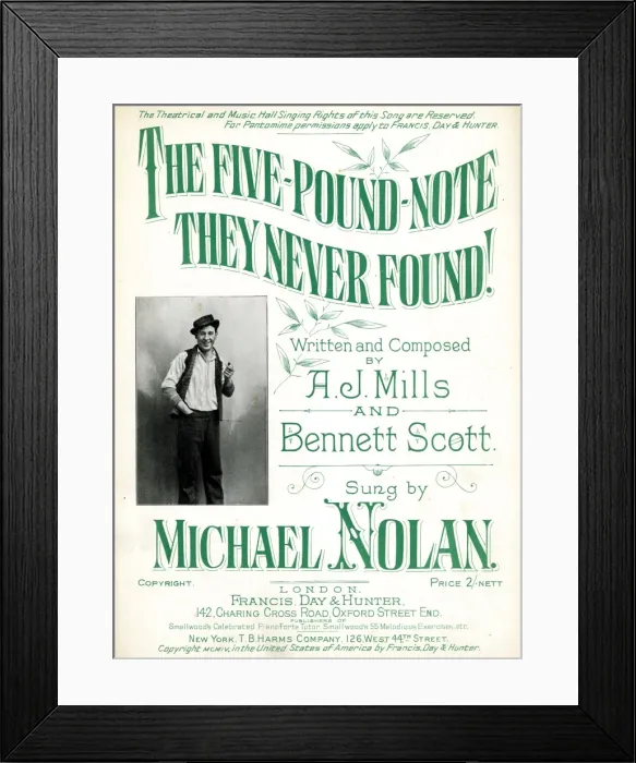 Framed Print : Music cover, The Five-Pound-Note They Never Found
