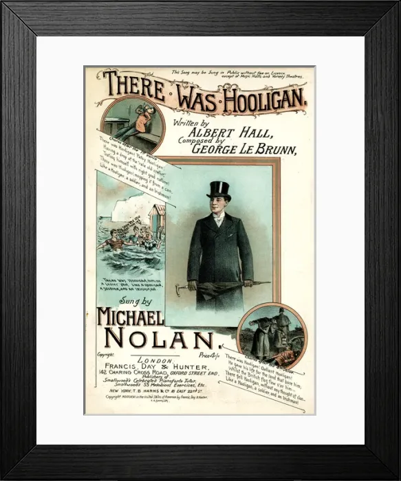 Framed Print : Music cover, There Was Hooligan sung by Michael Nolan Framed Print : Music cover, There Was Hooligan sung by Michael Nolan