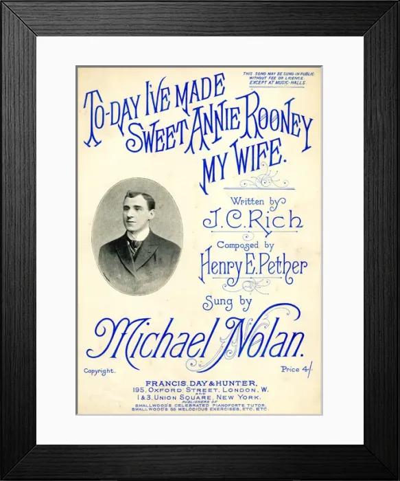 Framed Print : Music cover, To-Day I ve Made Sweet Annie Rooney My Wife Framed Print : Music cover, To-Day I ve Made Sweet Annie Rooney My Wife
