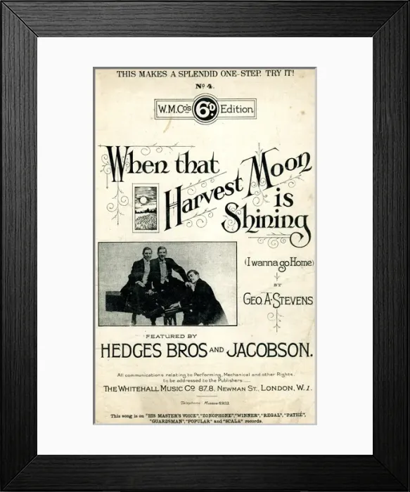 Framed Print : Music cover, When that Harvest Moon is Shining Framed Print : Music cover, When that Harvest Moon is Shining
