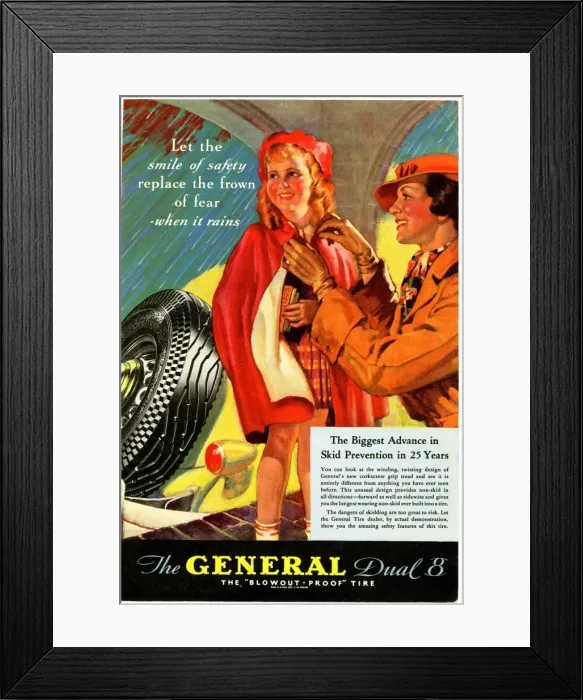 Framed Print : Advertisement, The General Dual 8 Tire Framed Print : Advertisement, The General Dual 8 Tire