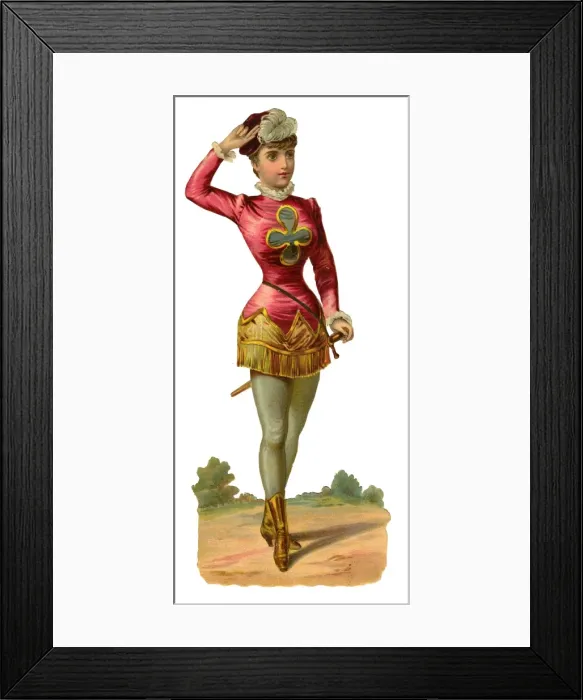Framed Print : Victorian Scrap - Pantomime Girl saluting Framed Print : Victorian Scrap - Pantomime Girl saluting
