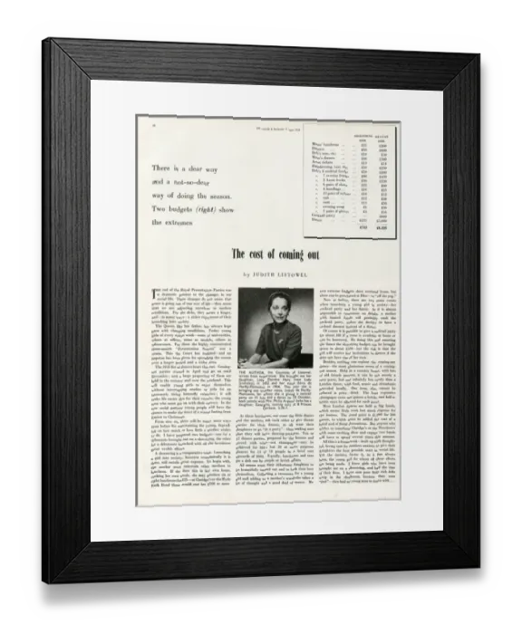 Framed Print : The Cost of Coming Out - 1958 Season Framed Print : The Cost of Coming Out - 1958 Season