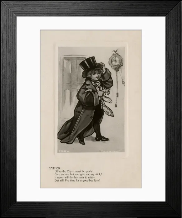 Framed Print : Father. Young boy dressing up in his fathers best clothes Framed Print : Father. Young boy dressing up in his fathers best clothes
