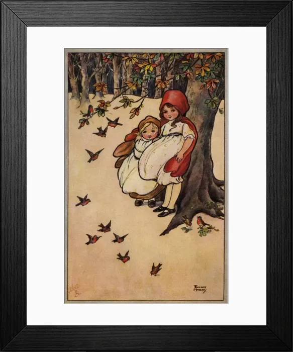 Framed Print : Young girls in red cloaks