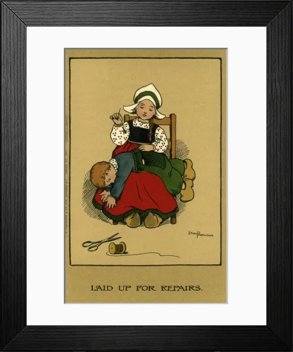 Framed Print : Dutch girl darning Framed Print : Dutch girl darning
