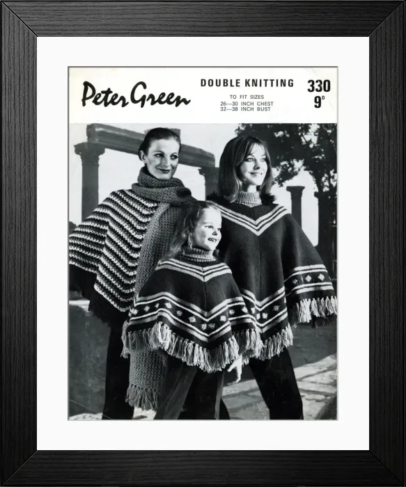 Framed Print : Two women and a girl in ponchos Framed Print : Two women and a girl in ponchos