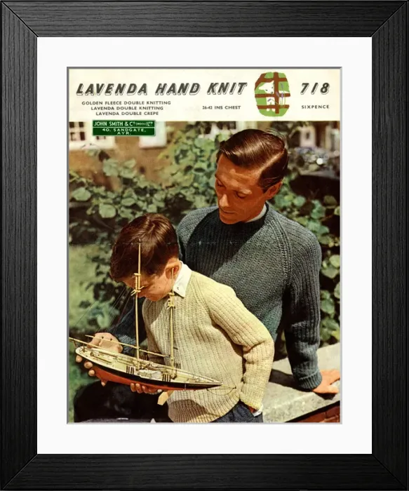 Framed Print : Man and Boy, Lavenda Hand Knit jumpers Framed Print : Man and Boy, Lavenda Hand Knit jumpers