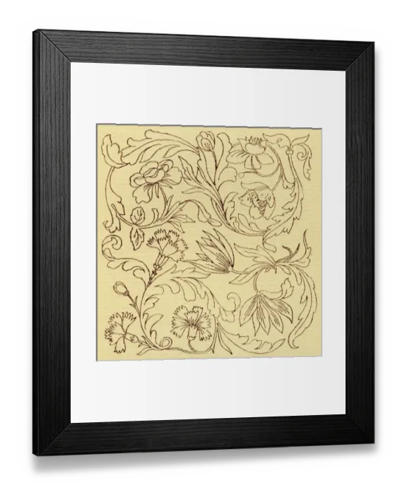 Framed Print : Needlework pattern in outline Framed Print : Needlework pattern in outline