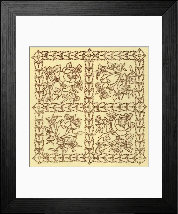 Framed Print : Needlework pattern in outline Framed Print : Needlework pattern in outline