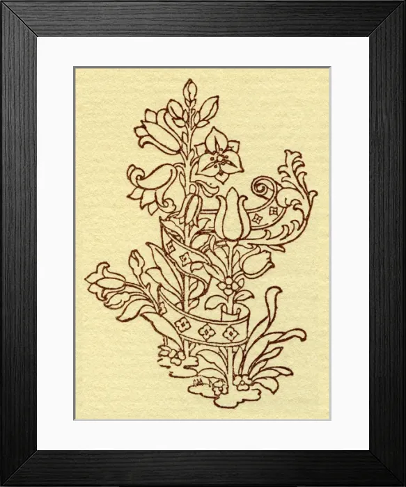 Framed Print : Needlework pattern in outline Framed Print : Needlework pattern in outline