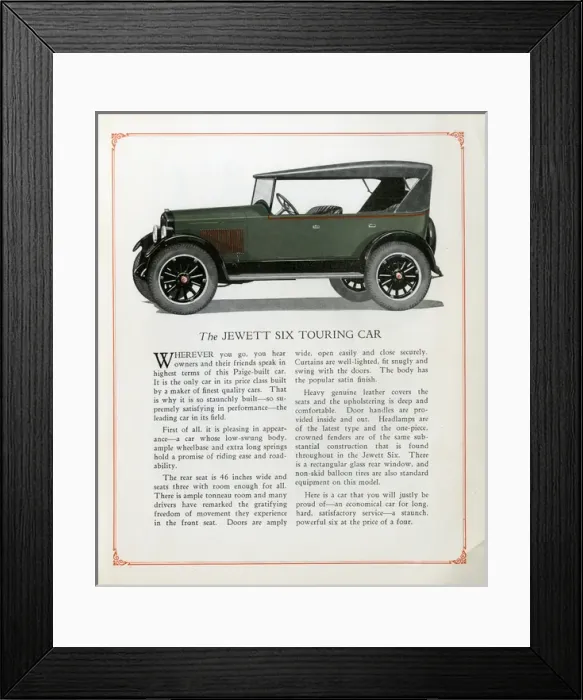 Framed Print : The Jewett Six automobile Framed Print : The Jewett Six automobile