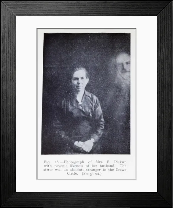 Framed Print : Floating veiled spirit head above couple Framed Print : Floating veiled spirit head above couple