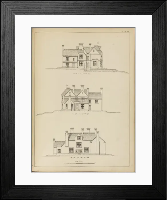 Framed Print : Residence at Moorlands near York: elevations Framed Print : Residence at Moorlands near York: elevations