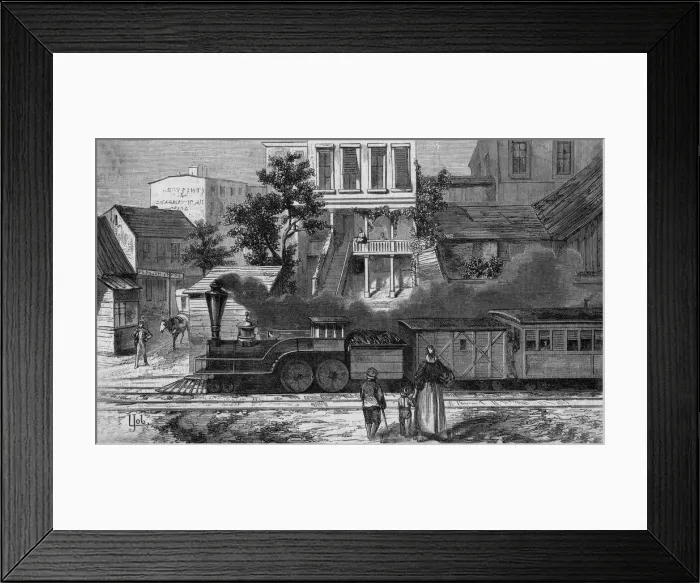Framed Print : Train in Town Framed Print : Train in Town