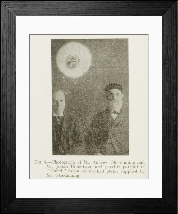 Framed Print : Spiritualists with Spirit head floating above Framed Print : Spiritualists with Spirit head floating above