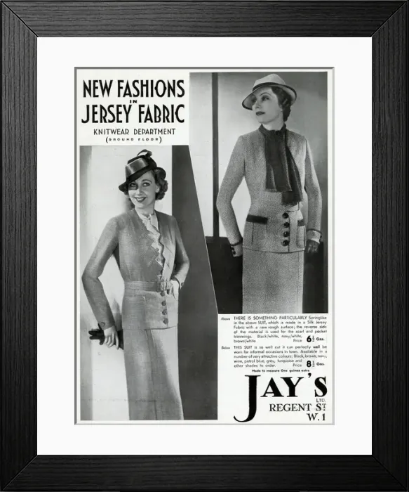 Framed Print : Advert for Jays smart knitwear for women 1937 Framed Print : Advert for Jays smart knitwear for women 1937