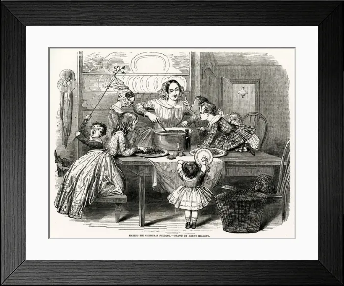 Framed Print : Making the Christmas plum-pudding 1850 Framed Print : Making the Christmas plum-pudding 1850