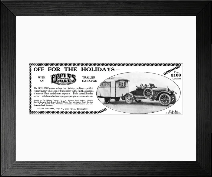 Framed Print : Eccles caravan advertisement