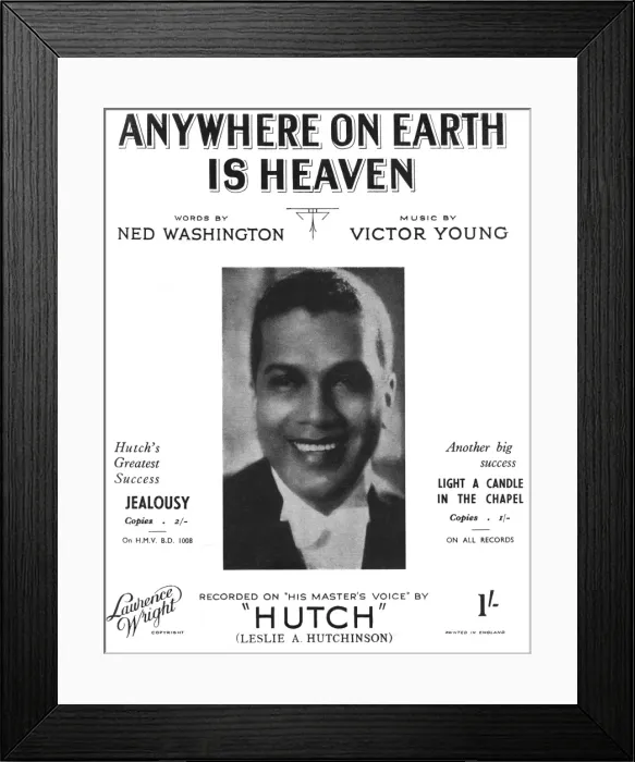 Framed Print : Anywhere on earth is heaven by Hutch - Music Sheet Cover Framed Print : Anywhere on earth is heaven by Hutch - Music Sheet Cover