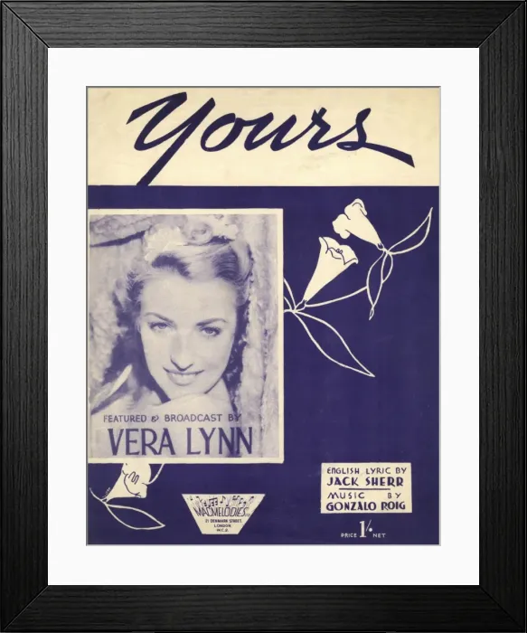 Framed Print : YOURS by Jack Sherr and Gonzalo Roig - Music Sheet Cover Framed Print : YOURS by Jack Sherr and Gonzalo Roig - Music Sheet Cover