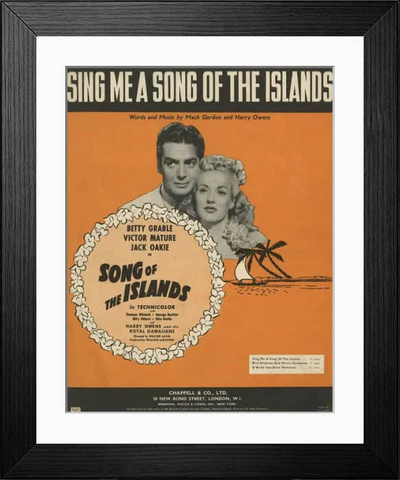 Framed Print : Sing me a song of the islands - Music Sheet Cover Framed Print : Sing me a song of the islands - Music Sheet Cover