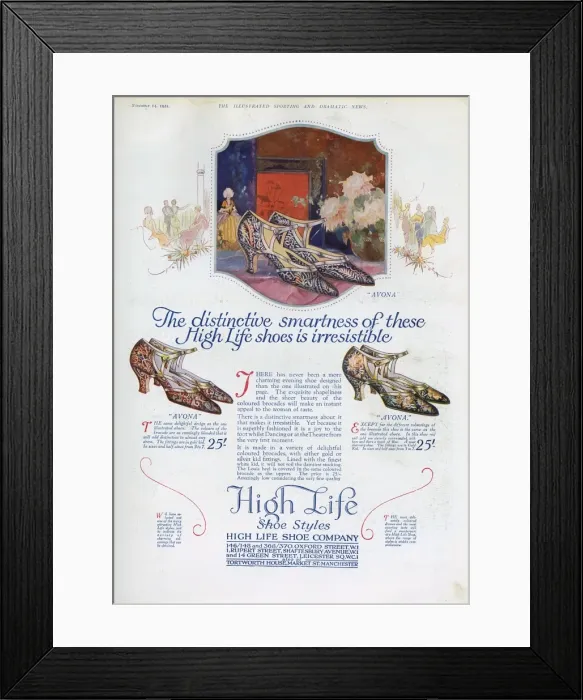 Framed Print : Advertisement for High Life Shoe Company Framed Print : Advertisement for High Life Shoe Company