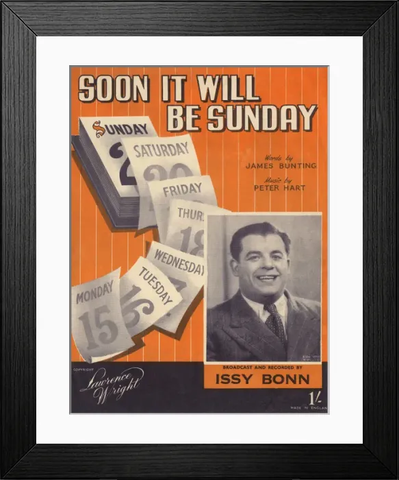 Framed Print : Soon it will be Sunday - Music Sheet Cover Framed Print : Soon it will be Sunday - Music Sheet Cover