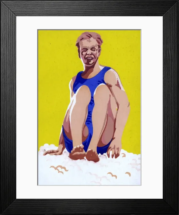 Framed Print : Young lad sitting on a sandy beach - Summer Framed Print : Young lad sitting on a sandy beach - Summer