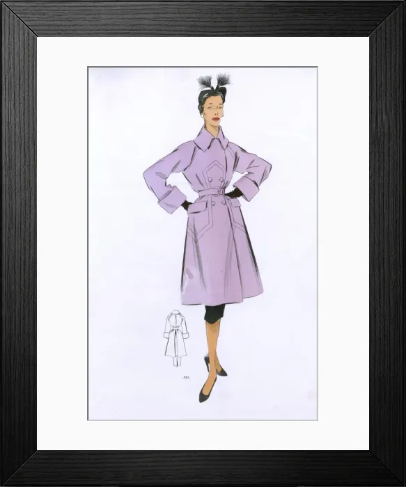 Framed Print : Fashion Plate - 1950s - French - Womens Costume Framed Print : Fashion Plate - 1950s - French - Womens Costume