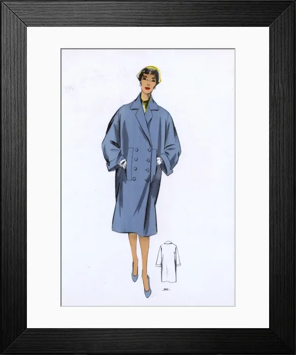 Framed Print : Fashion Plate - 1950s - French - Womens Costume Framed Print : Fashion Plate - 1950s - French - Womens Costume