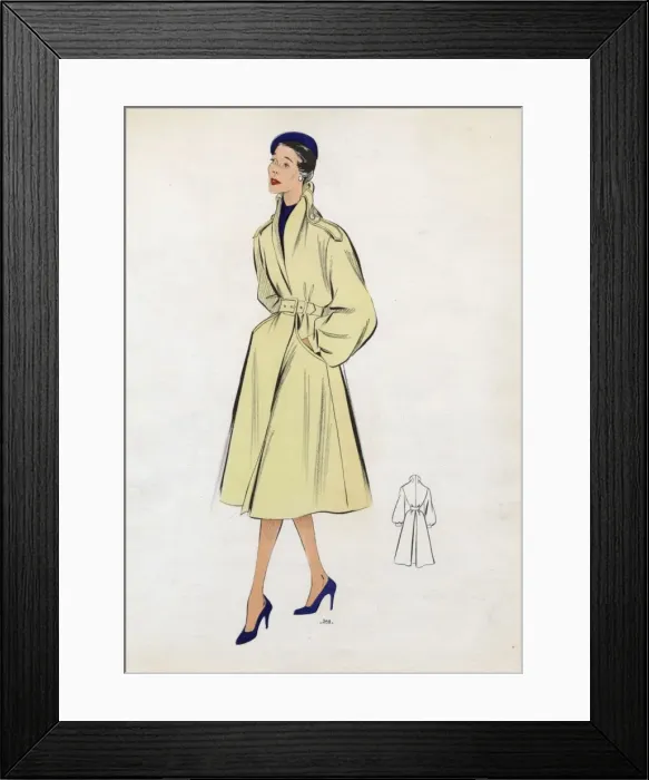 Framed Print : Fashion Plate - 1950s - French - Womens Costume Framed Print : Fashion Plate - 1950s - French - Womens Costume