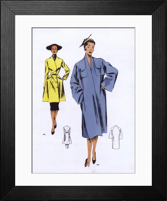 Framed Print : Fashion Plate - 1950s - French - Womens Costume Framed Print : Fashion Plate - 1950s - French - Womens Costume