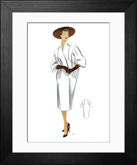 Framed Print : Fashion Plate - 1950s - French - Womens Costume Framed Print : Fashion Plate - 1950s - French - Womens Costume