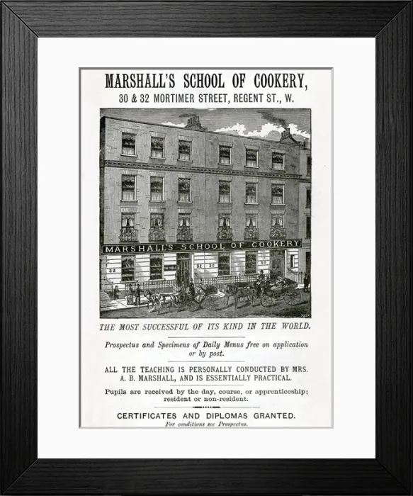 Framed Print : Mrs. A. B Marshalls school of Cookery 1887 Framed Print : Mrs. A. B Marshalls school of Cookery 1887