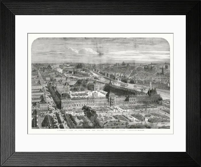 Framed Print : Panoramic view of Paris with Louvre, 1855 Framed Print : Panoramic view of Paris with Louvre, 1855