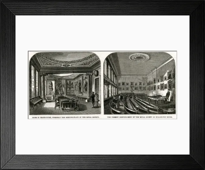 Framed Print : Meeting rooms of the Royal Society 1863 Framed Print : Meeting rooms of the Royal Society 1863
