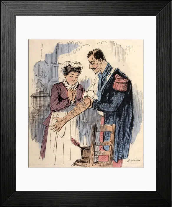Framed Print : Tattoo Shown to Girl Framed Print : Tattoo Shown to Girl