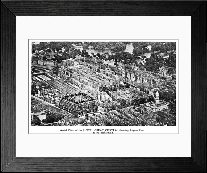 Framed Print : Aerial view of Hotel Great Central and Regents Park, London Framed Print : Aerial view of Hotel Great Central and Regents Park, London