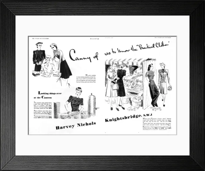 Framed Print : Harvey Nichols wartime fashion advertisement Framed Print : Harvey Nichols wartime fashion advertisement